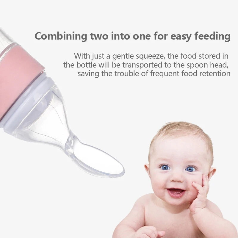 Baby Feeding Spoon Bottle Silicone Food Supplement Children Rice Paste Soft Non-slip Food Container Food Supplement Feeder