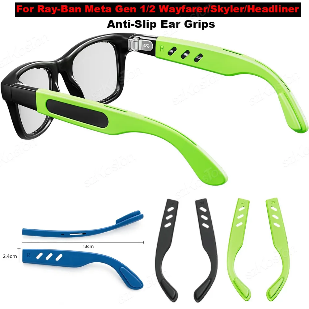 For Ray-Ban Meta Gen 1/2 Wayfarer/Skyler/Headliner Smart Glasses Anti-Slip Silicone Ear Grips Sweat-Resistant Eyeglass Sleeves
