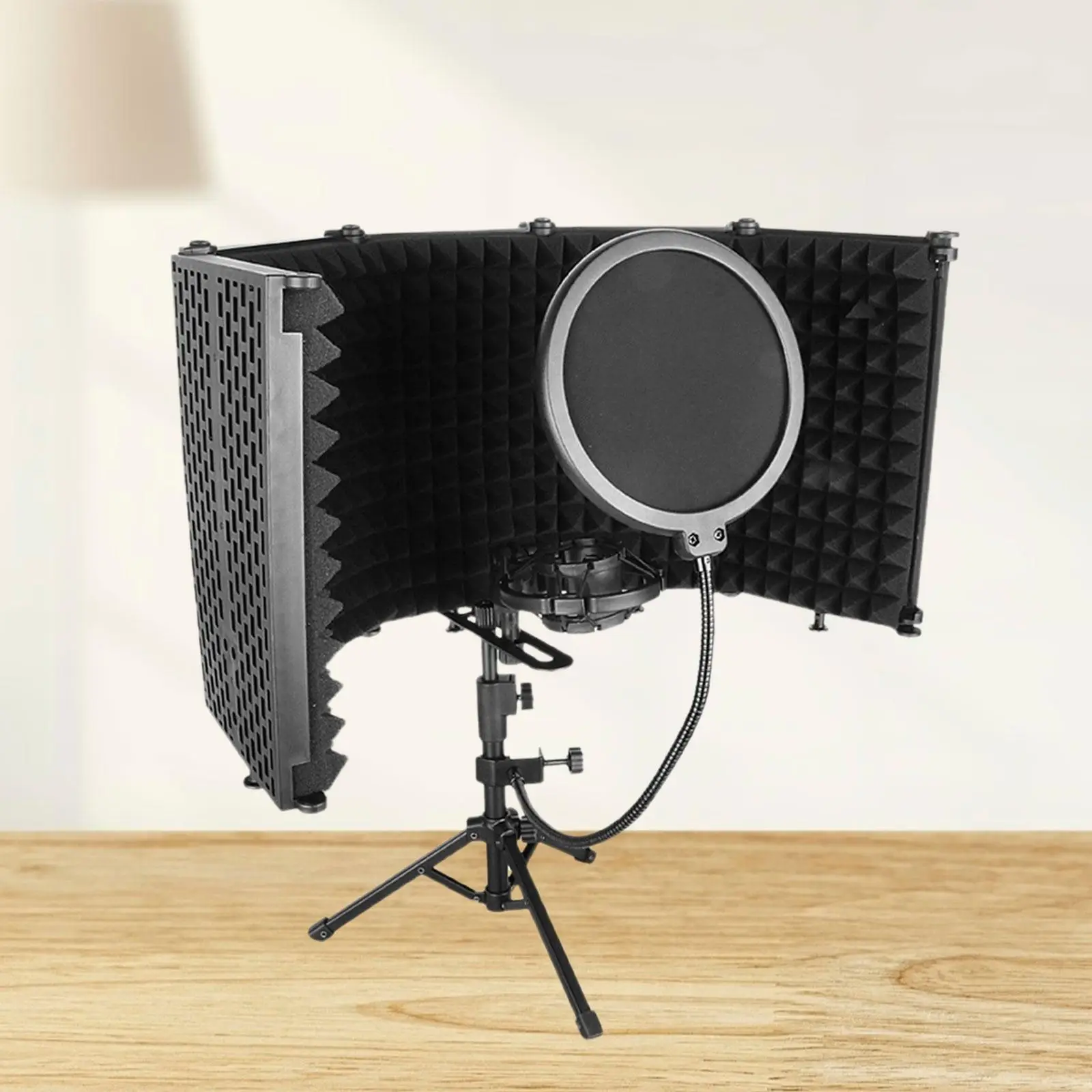 Microphone Isolation Shield 5 Panel Foldable with Tripod Stand