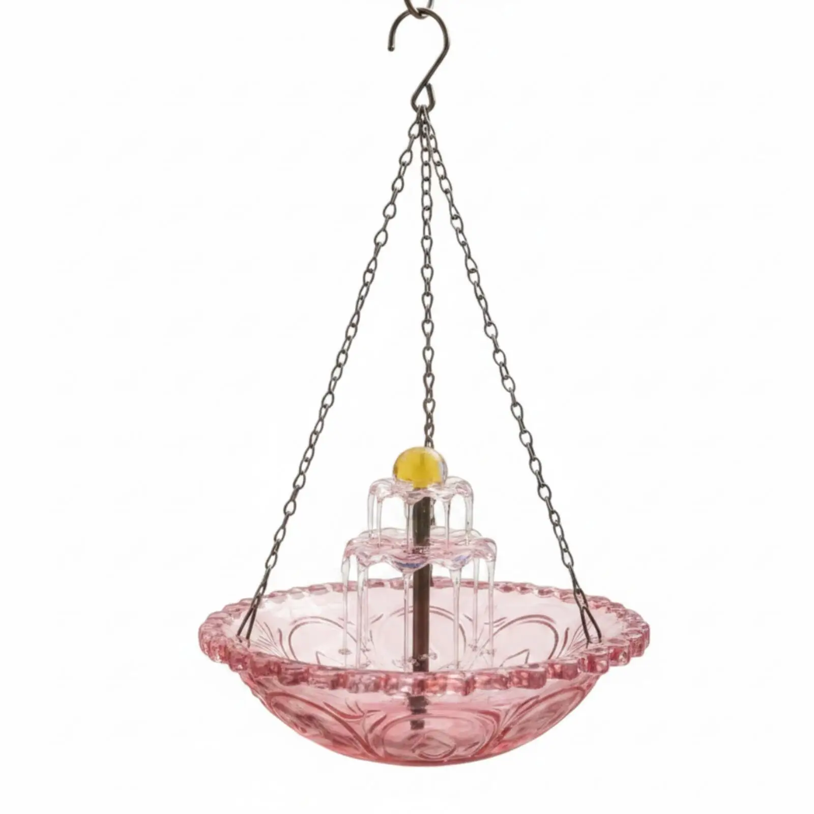 Glass Bird Bath Fountain Solar Hanging Outdoor Water Circulating Spout for Garden Decor