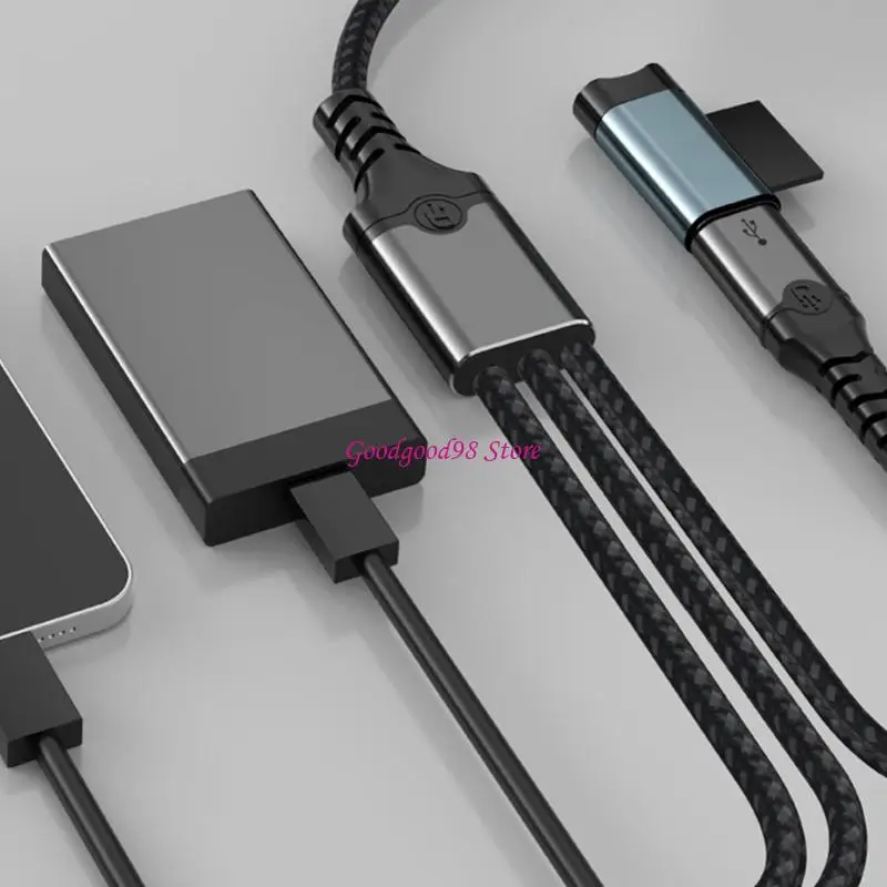 Multiple Port Adapter With Type C And USB Connectors Splitter Fast Data Transfer 
