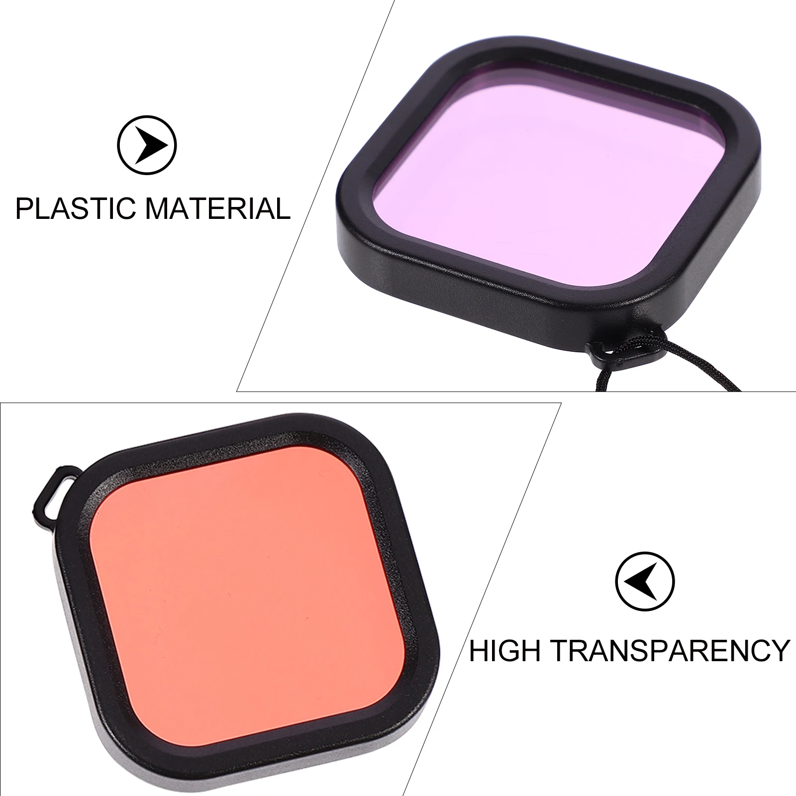 

3 Pcs Camera Filter High Transparency Waterproof Diving Lens Protective Housing Plastic Dive Case Pink Red Purple Color