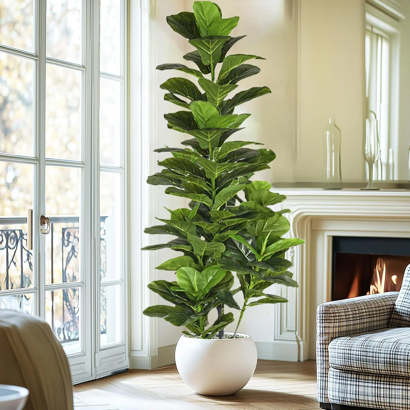 Árbol Tropical de 150cm, hoja de violín Artificial grande, árbol de higo, planta falsa de Ficus Lyrata, plantas de imitación para decoración del hogar, oficina y jardín