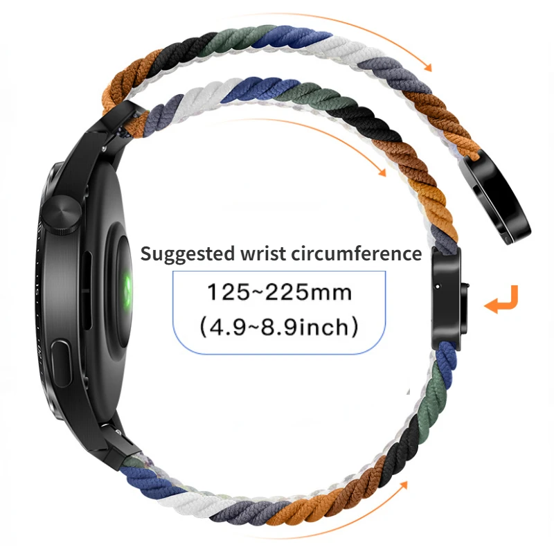 20mm 22mm Braided Loop Nylon Strap For Samsung Galaxy Watch 6 5 4 Amazfit GTR4 Magnetic Bracelet Huawei Watch 4/3/GT4 3 Pro Band