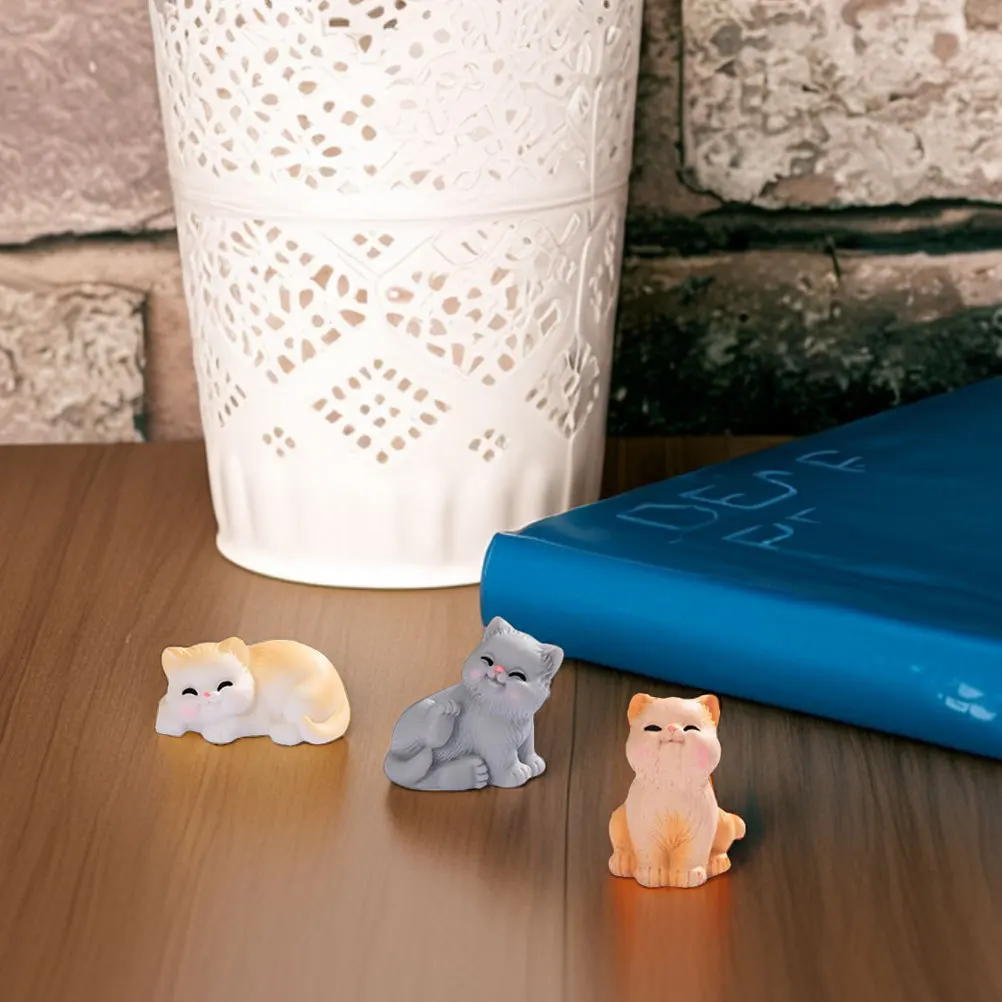 

8Pcs Mini Cat Sculptures Detailed Resin Cats for Fairy Garden Dollhouse Accessories DIY Terrarium Bonsai Ornament