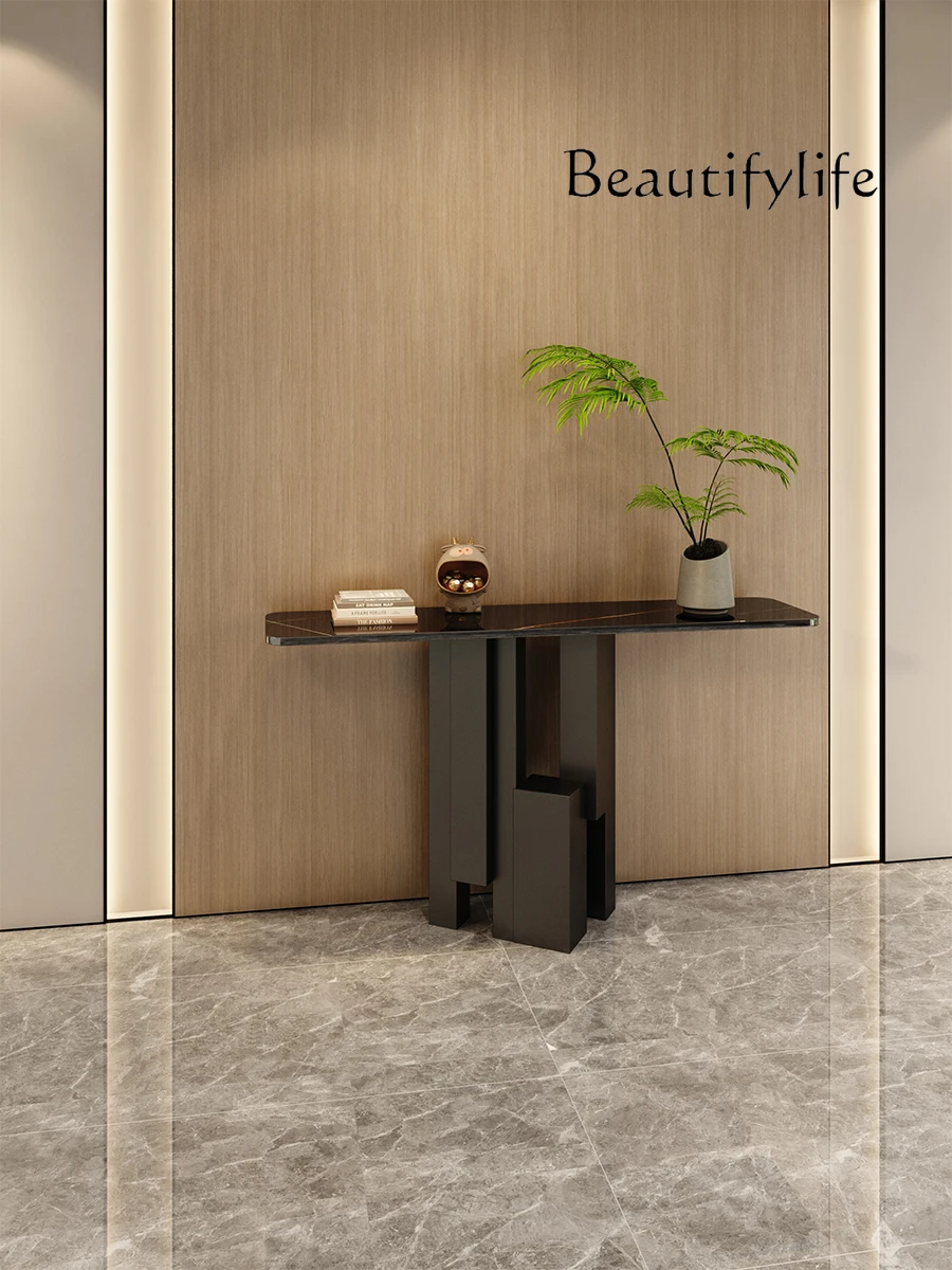 Italian Affordable Luxury Console Tables Stone Plate Entrance Cabinet Extremely Narrow Modern Side View Sets against the Wall