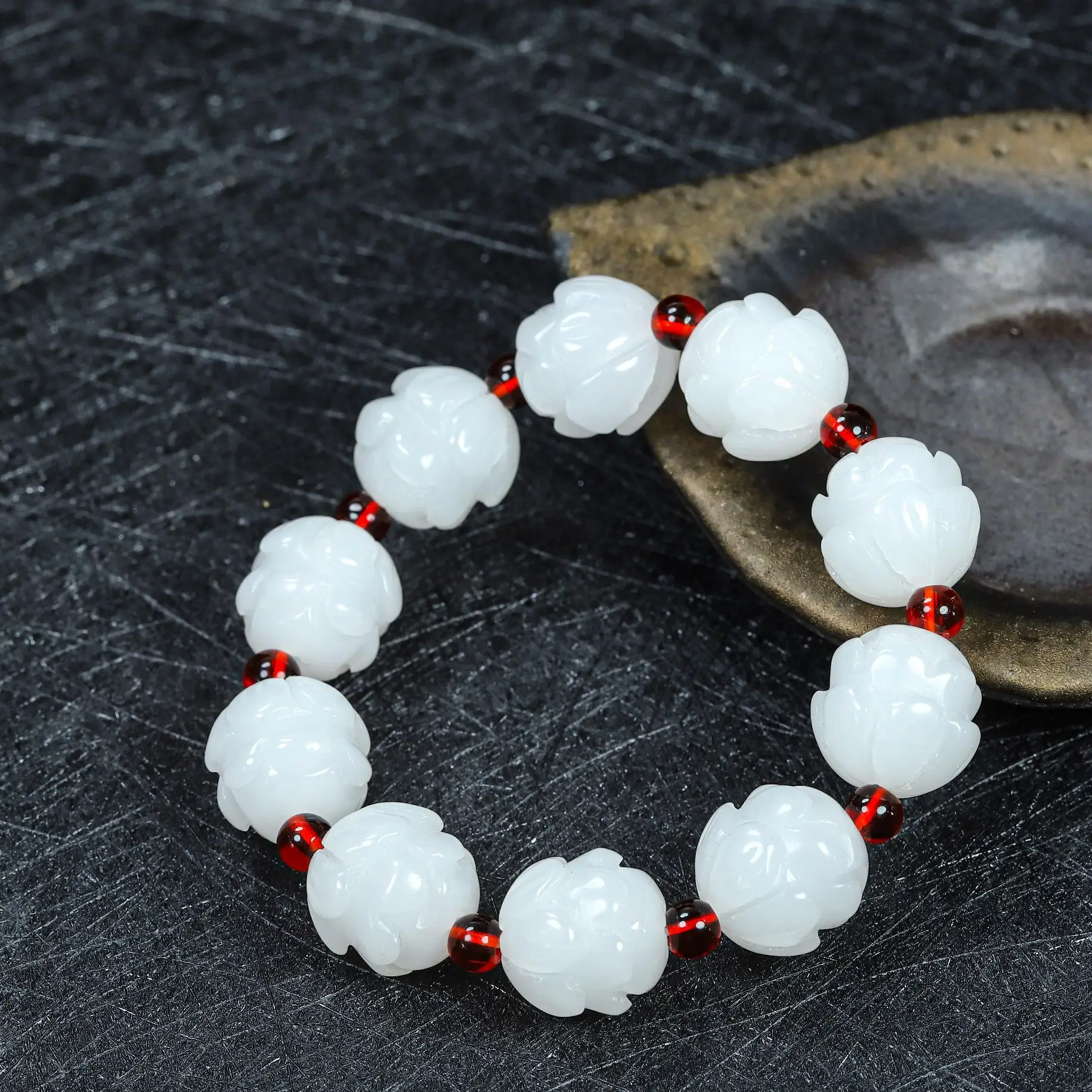 White Real Jade Lotus Bracelet Accessories Designer Jewelry Natural Bangle Amulet Fashion Talismans Gifts for Women