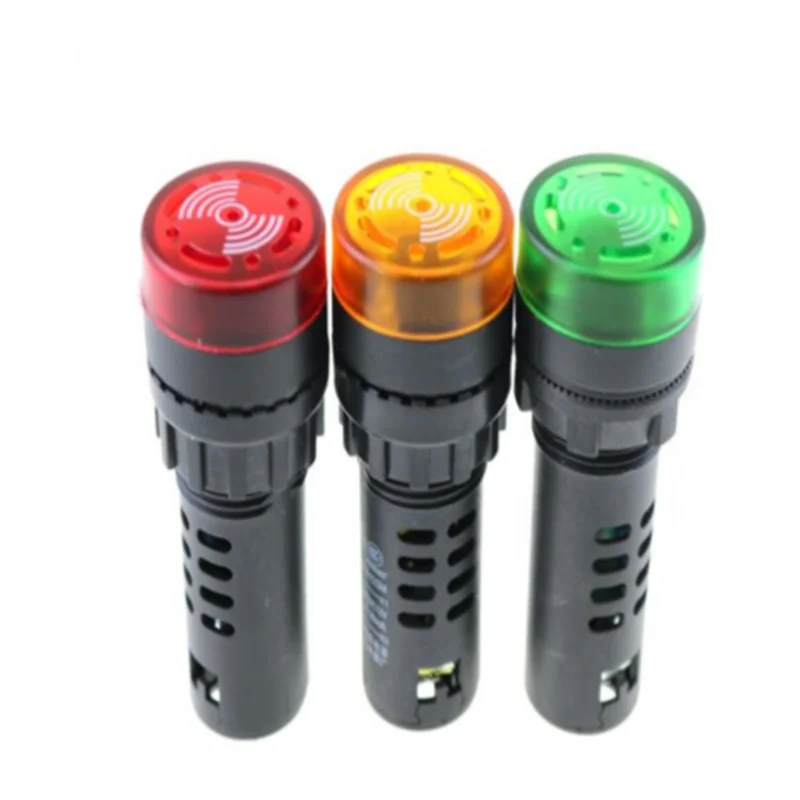 AD16-22SM DC 12V/24V Red Yellow Green LED Indicator Signal Flash Light with Buzzer Beep 22mm Dia 60mm Height