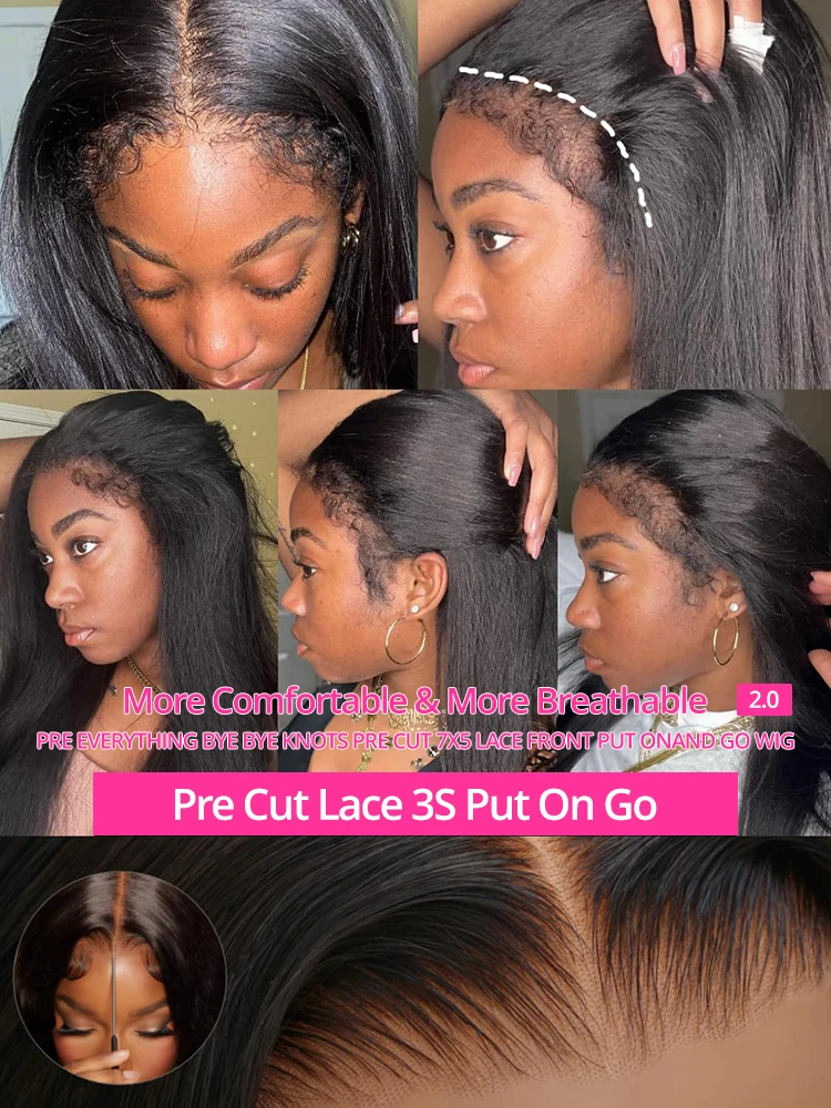 شعر مستعار بشري من Cexxy-Glueless منتوف مسبقًا ، شعر مستعار أسود رخيص ، بدون غراء ، شعر مستقيم غريب ، جاهز ، بيع ، 7x5