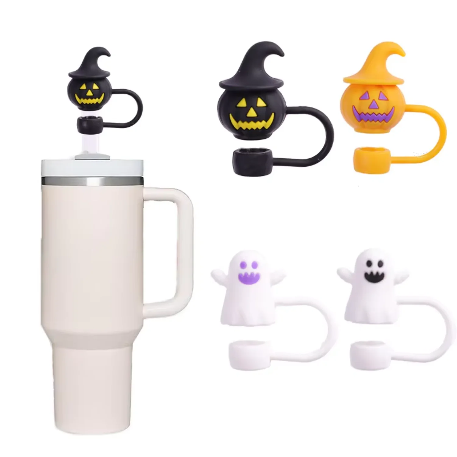 Silicone Straw Cover Charms Accessories Halloween Kid  Straw Toppers Bulk For   Tumbers Wholesale