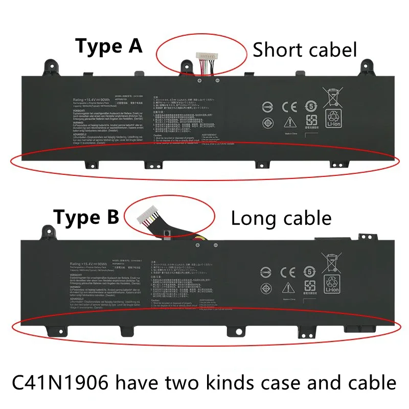 100% NEW C41N1906 Battery For Asus Rog GA551QS GX550LWS GX550LXS GX551QM/QS TUF506QR FA506QR FA706QR FA706QM TUF566QM TUF766QR