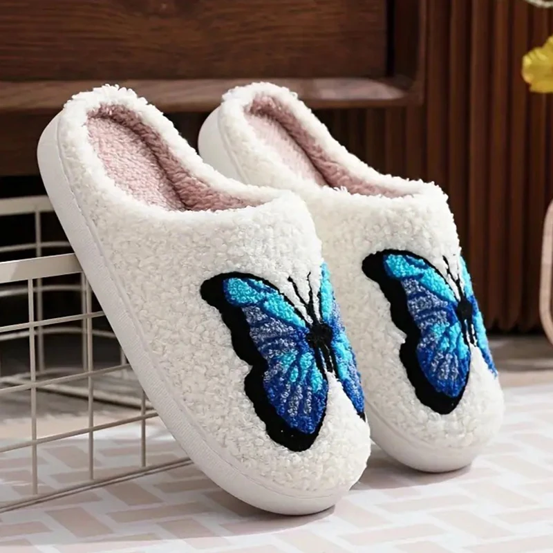 SHAJI Unisex Fluffy Cotton Slippers with Cute Bow Embroidery Soft TPR Anti-Slip Soles for Autumn Winter Household Comfort - view 4