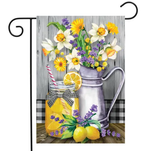 BRIARWOOD LEMONADE FLOWER DAISY MASON JAR PITCHER MINI WINDOW GARDEN YARD FLAG N