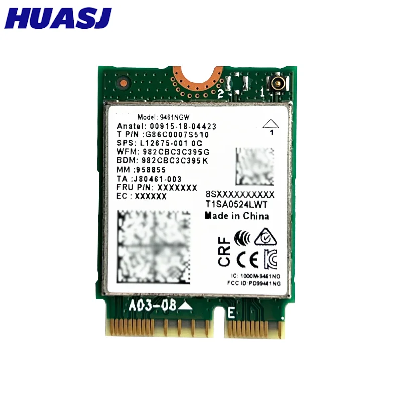 9461NGW WiFi Card AC 9461 2.4G/5G Dual Band 802.11AC M2 Key E CNVI Bluetooth 5.0 Wireless Adapter
