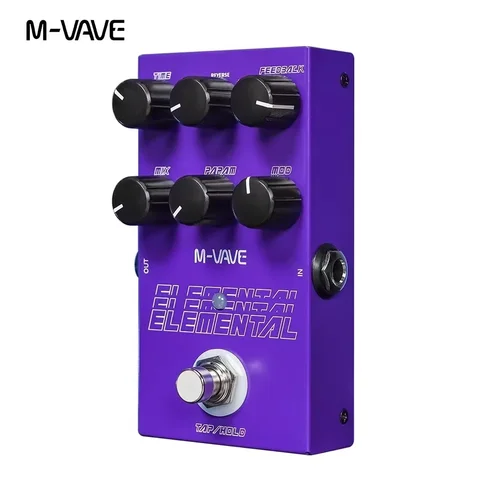 Pedal de atraso digital elemental M-vave, pedal de guitarra de atraso, suporte para modo TAP e HOLD, 9 efeitos de atraso diferentes