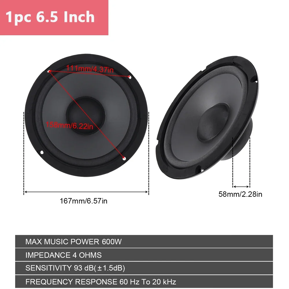 1 Pcs 6Inch 5 Inch Car Speakers 2 Way Coaxial High Fidelity Stereo Audio Music Full Range Door Mount Automotive Speakers ﻿