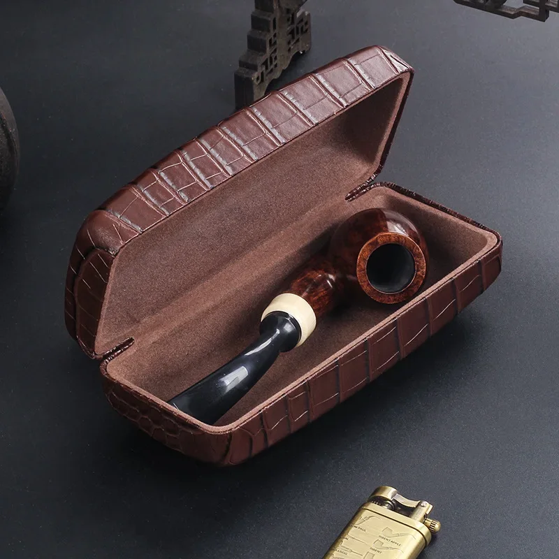 Leather Crocodile Patterned Pipe Box, Portable Tobacco Box Storage Box, Pressure Resistant Gift Box Box, Accessories Pipe Bag