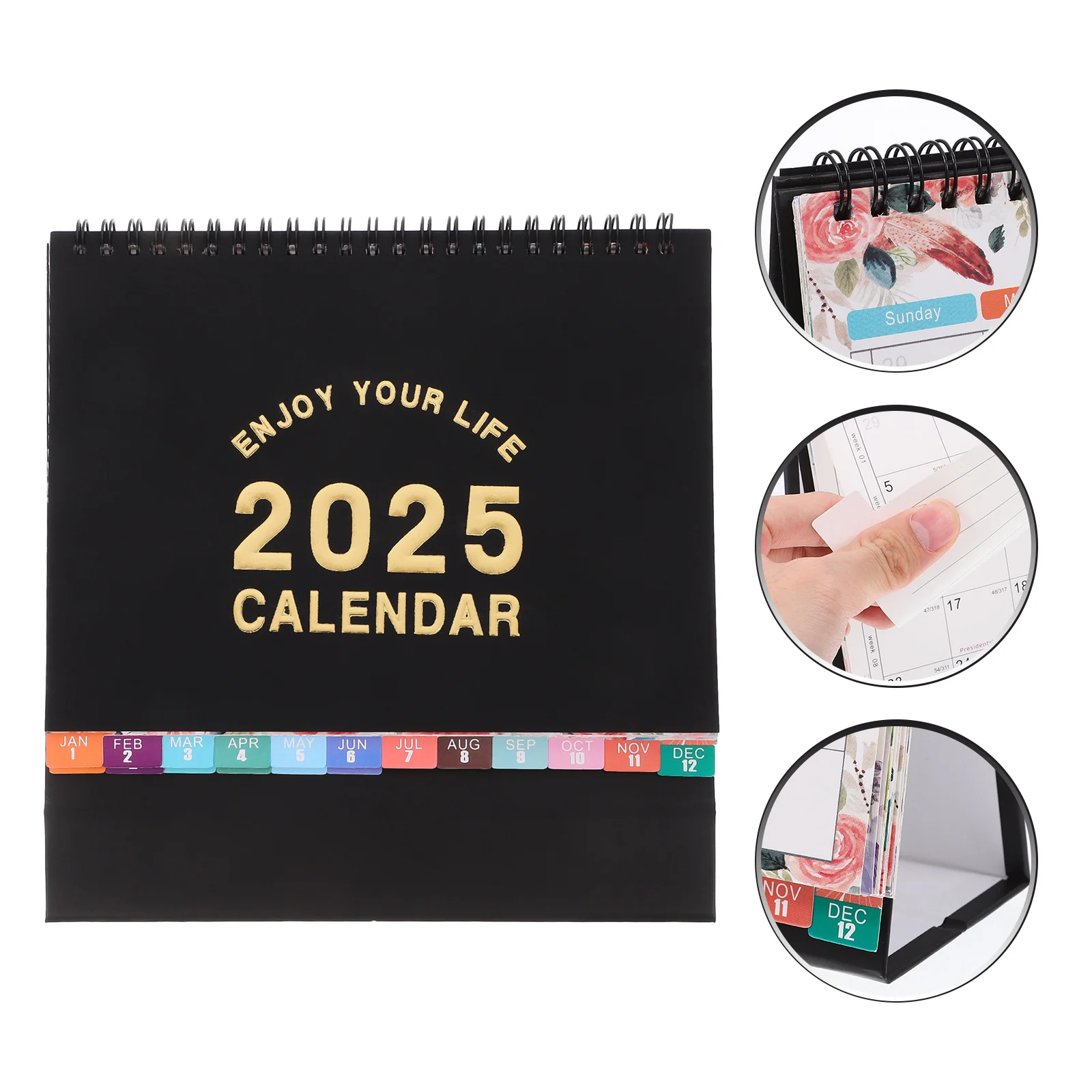 

Desk Calendar 2025 Standing Flip Design Small Space-Saving Desktop Calendar for Teachers Students Professionals Daily Planning