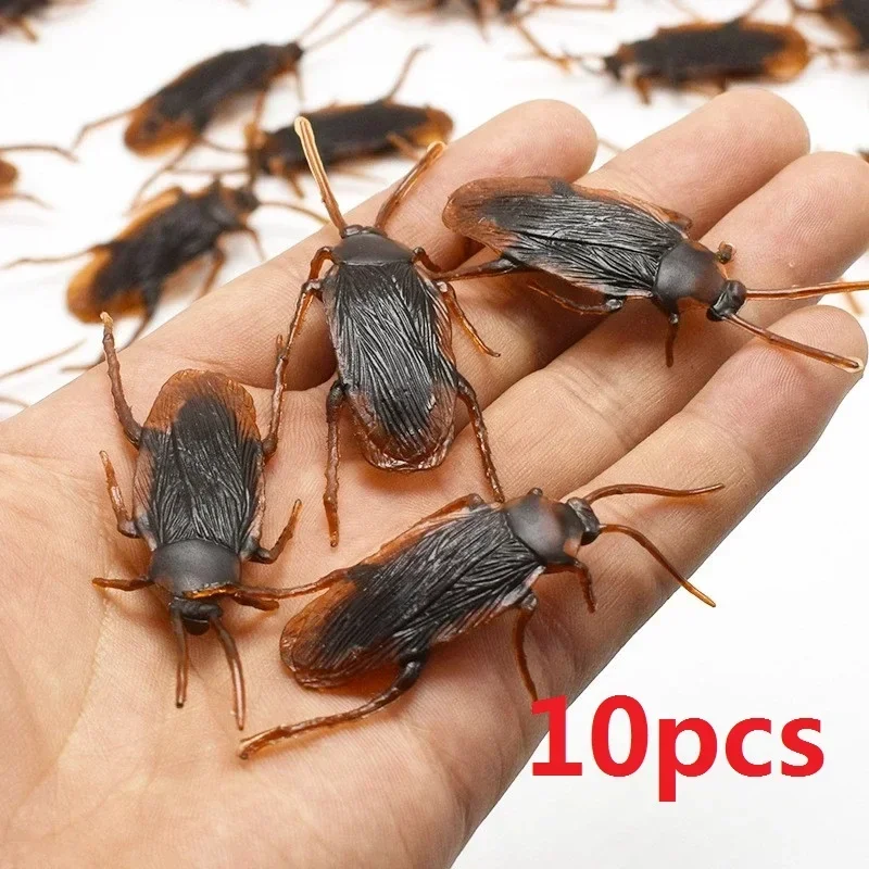 5-50Pcs Plastic Cockroaches Joke Decoration Props Rubber Toy Gags Practical Jokes Toys Plastic Bugs Cockroach Halloween Gadget