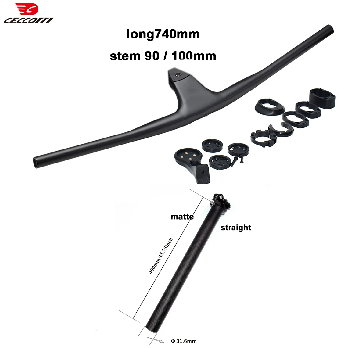 

Полностью карбоновый руль CECCOTTI, вынос 740 мм, 90 или 100 мм, полный скрытый трос, детали MTB руля