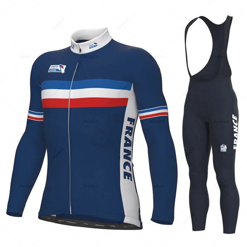 France Team Autumn Cycling Jersey Set Long Sleeve Mountain Bike Clothes Wear Men Racing Bicycle Clothing Ropa Maillot Ciclismo