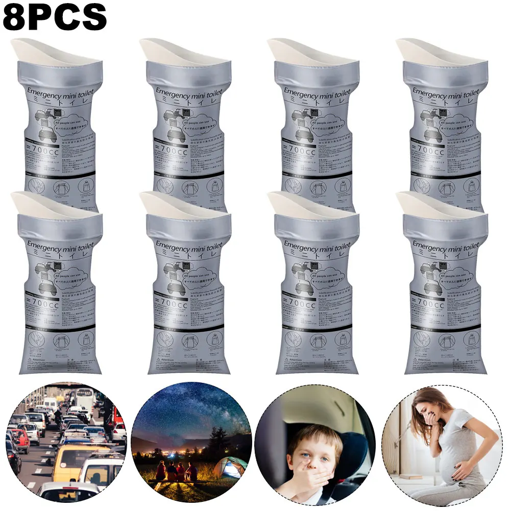 8Pcs Disposable Urine Bags Traffic Jam Emergency Portable Camping Toilet Pee Bag