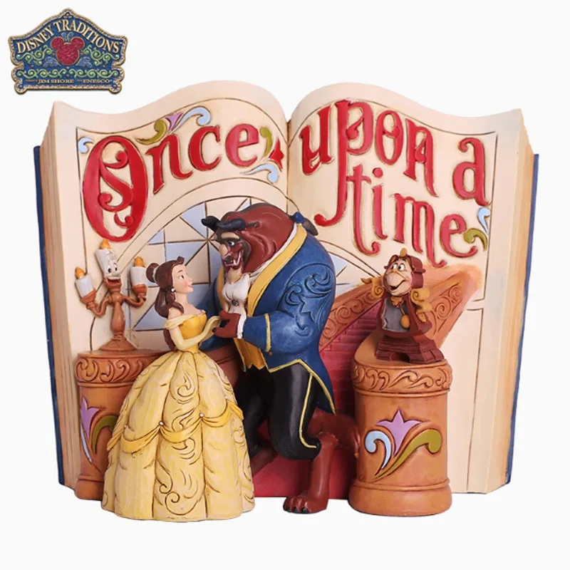 Disney original kit de garagem bela e a fera o livro de histórias da bela e a fera anime figuras de ação brinquedos para meninos presente