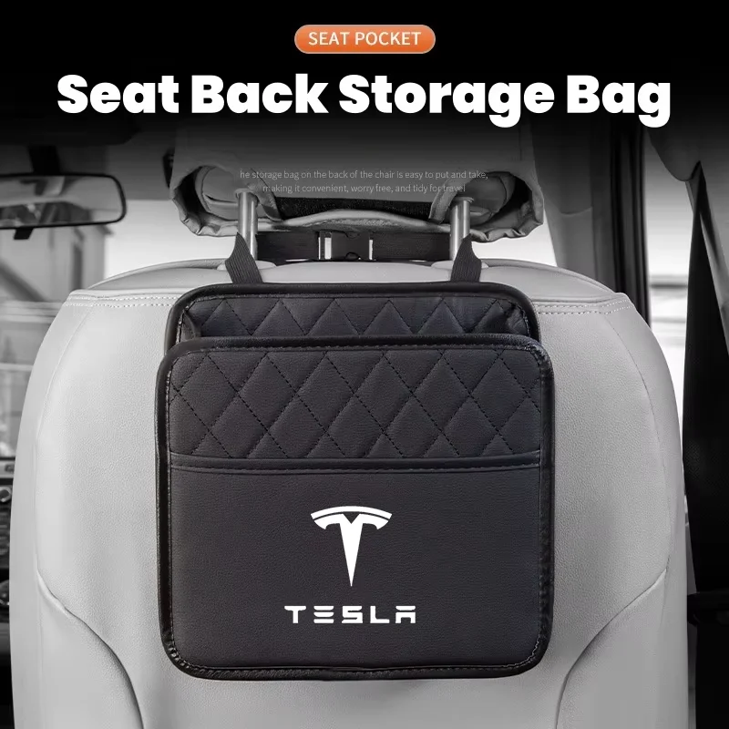 Car Backseat Storage Box Car Organizer Auto Waterproof Phone Pocket For Tesla Model 3 Model X Model S Model Y