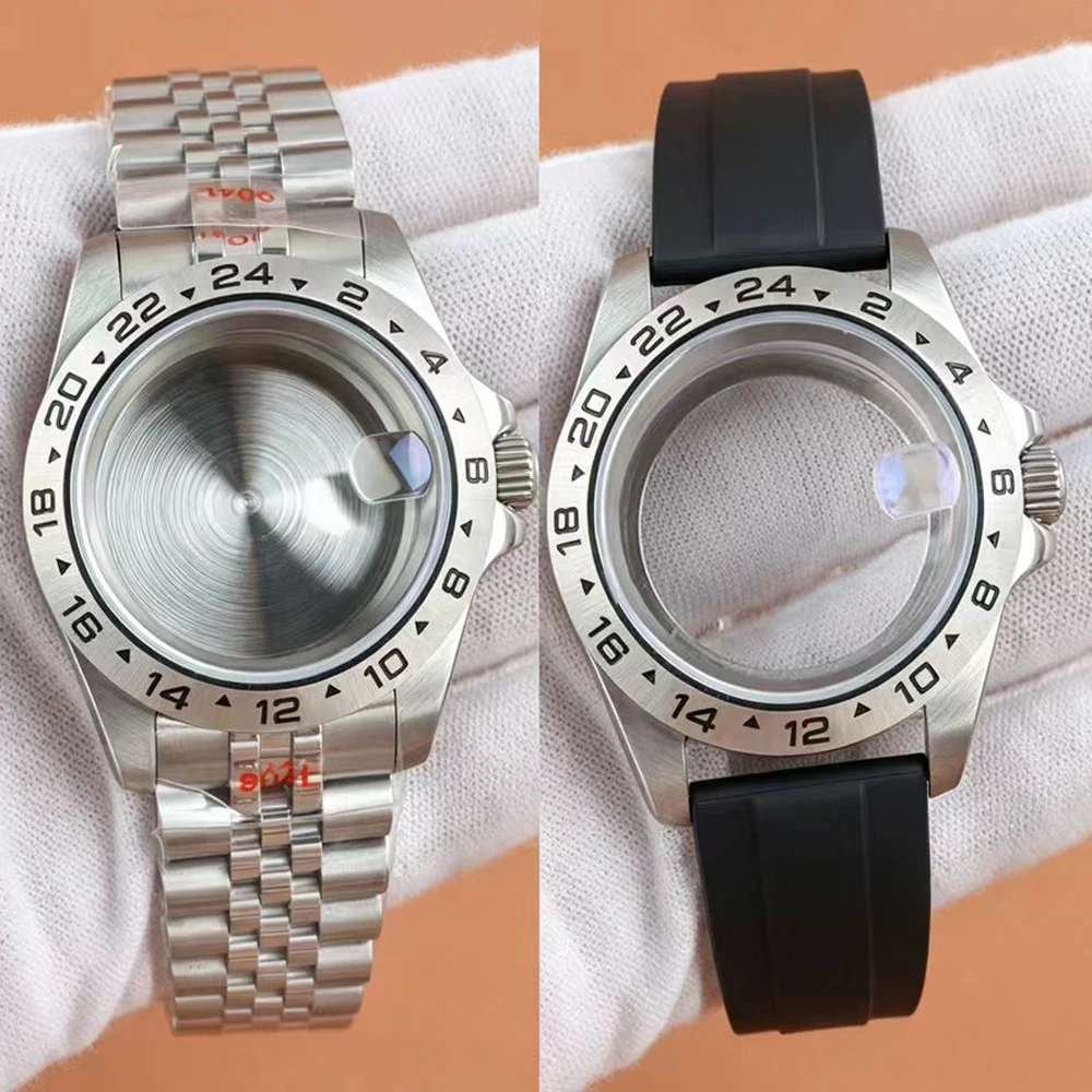 39mm-exp-2-nh35ケース-ステンレススチール-サファイアガラス-腕時計交換部品-ラバーストラップ-スチールブレスレット-nh36-nh35ムーブメント対応