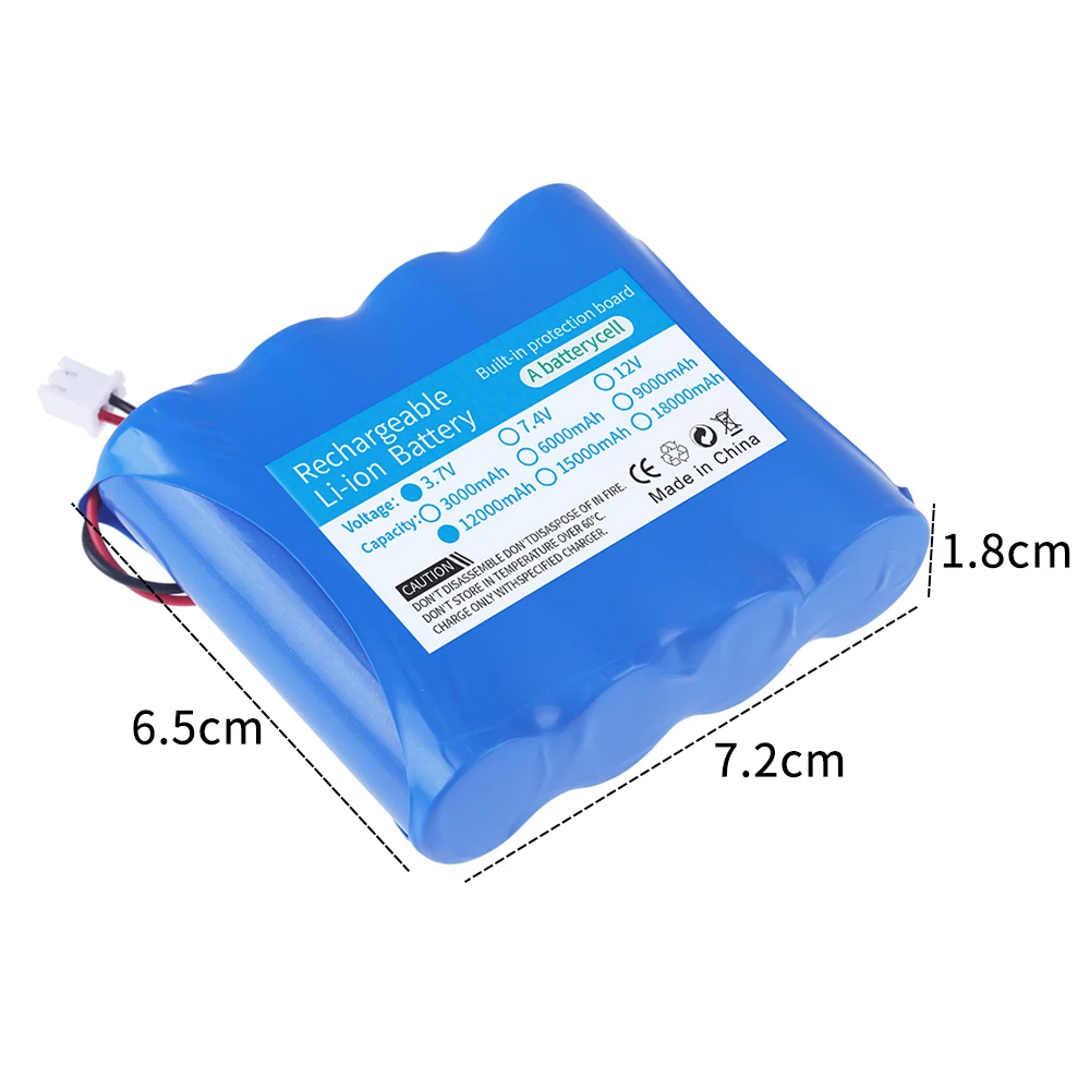 3.7V Lithium Battery Pack 18650 3000mAh 6000mAh 9000mAh 12000mAh for Fishing LED Light Bluetooth Speaker Emergency DIY batteries