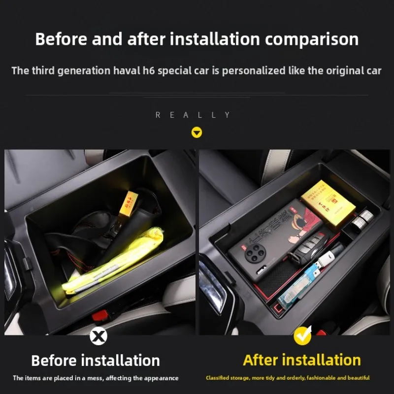For Haval H6 3rd Gen 2021-2025 Car Under Center Console Storage Holder Tray Armrest Box Auxiliary Sundries Tidying Organizer Box
