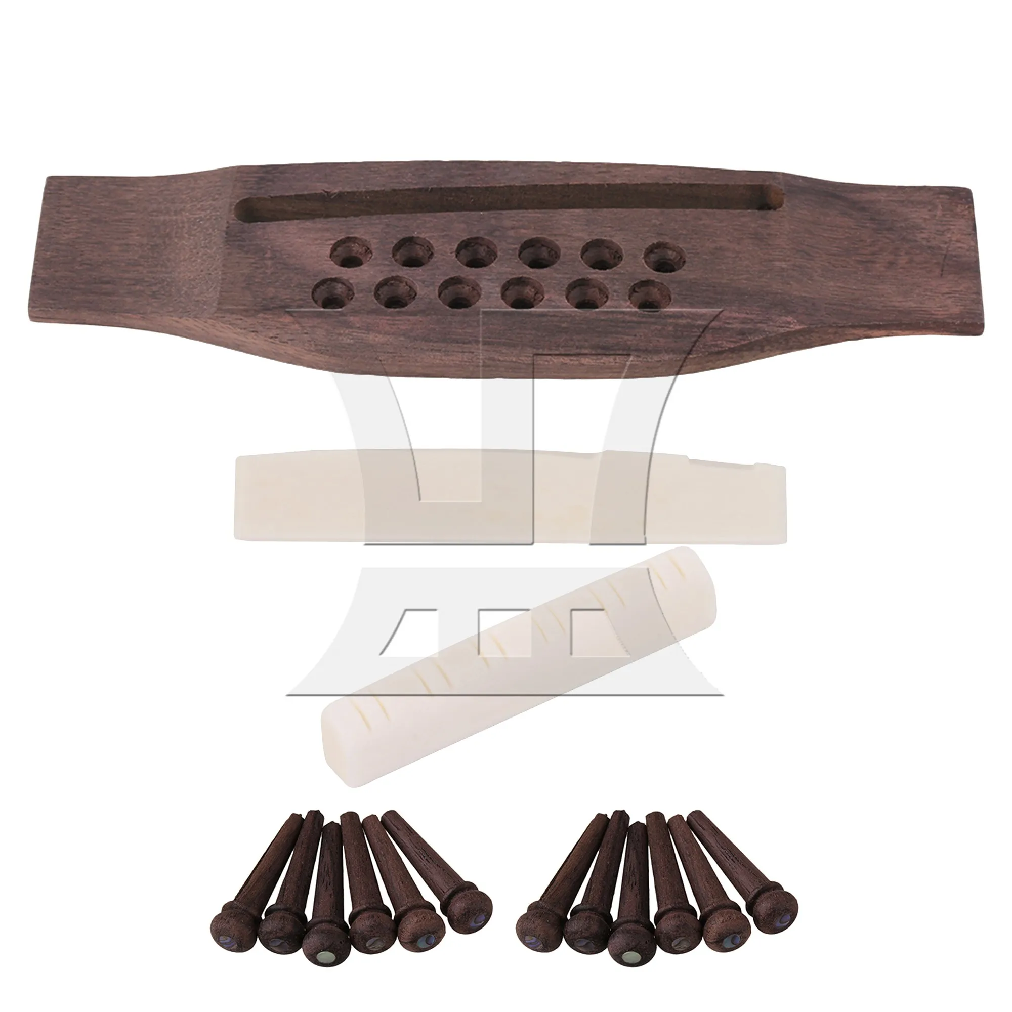

YIBUY 12 String Acoustic Guitar Replacement Rosewood Bridge Pins Saddle Nut Set