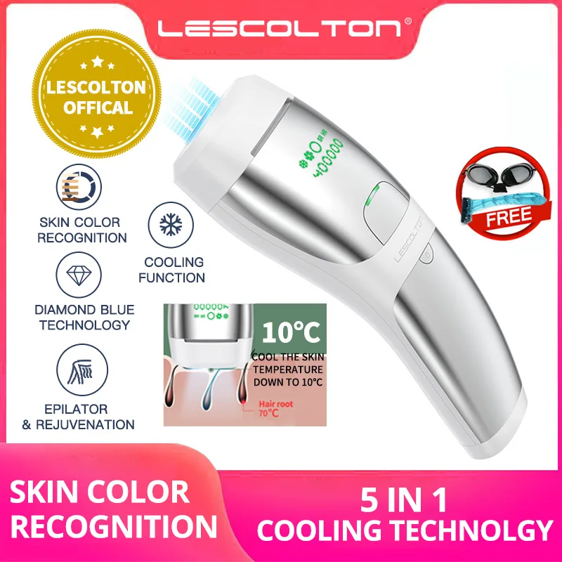 

Lescolton Sapphire IPL Epilator Auto Power Set Laser Hair Removal Cool Painless Photoepilation for Men Women Electric Depilador