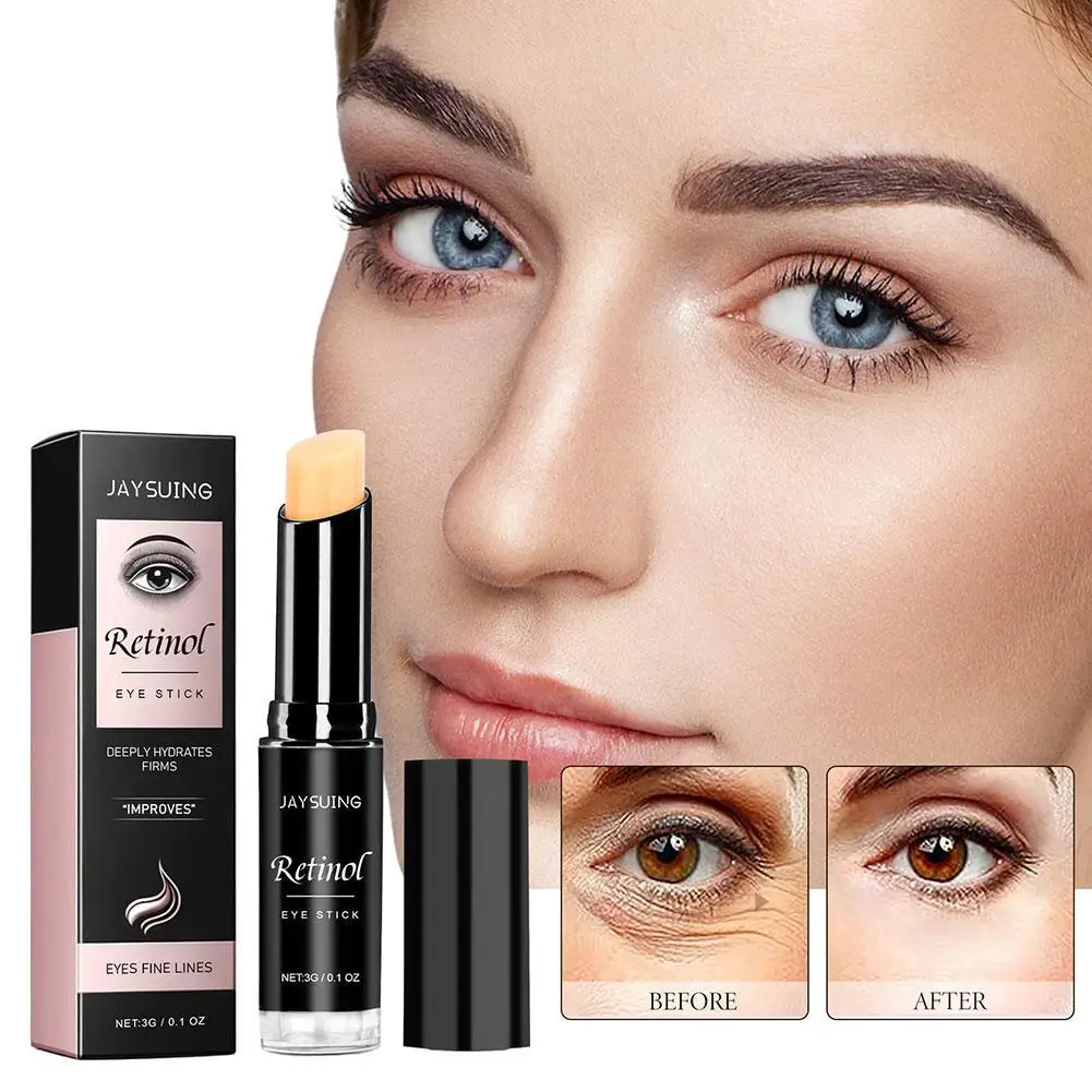 Retinol Eye Cream Stick Anti Puffiness Aging Dark Circles Eye Bags Remover Wrinkles Reduce Fine Lines Lifting Firming Eye Balm