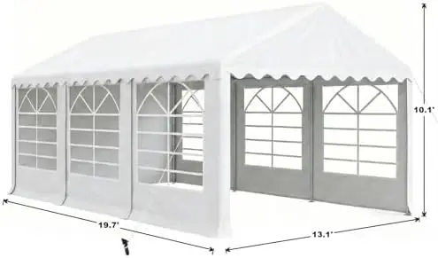 Heavy Duty Carport Canopy, 13x20FT, Folding Party Tent with Galvanized Steel Structure, Roll-Up Windows & Doors