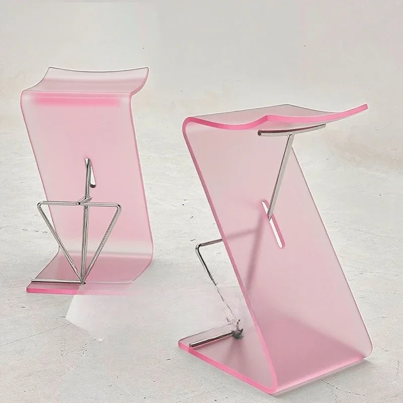 High-end designer bar stool acrylic pink dopamine high stool bar light luxury high-end island stool