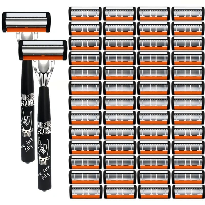 7-Layer Shaver Blade Manual Razor with Replaceable Blades No Skin Damage Blades Shaver Resistant Water Wash Shaver