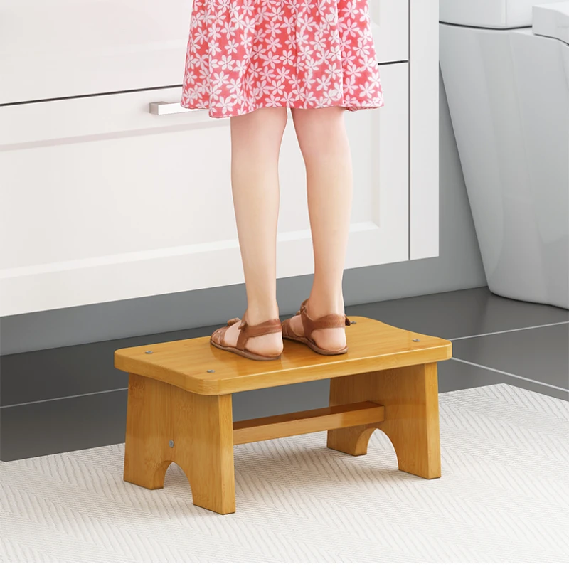 Non-Slide Bamboo Toilet Stool Bathroom Poop Seat Children Foot Holder Restroom Squatty Potty Squat Bench for Home