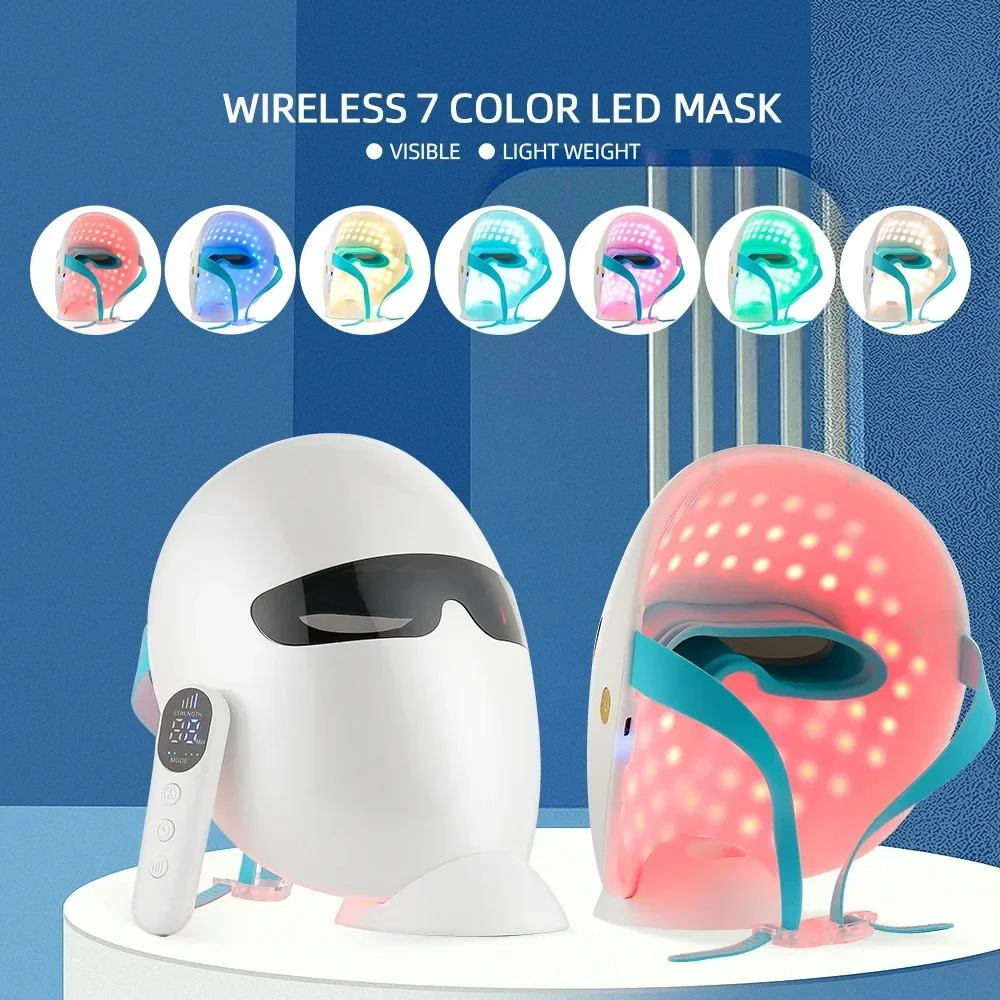 

2024 Skin Care Facial Led Mask with 7 Color Phototherapy Light Anti-aging Face Rechargeable Lifting Whitening Beauty Device