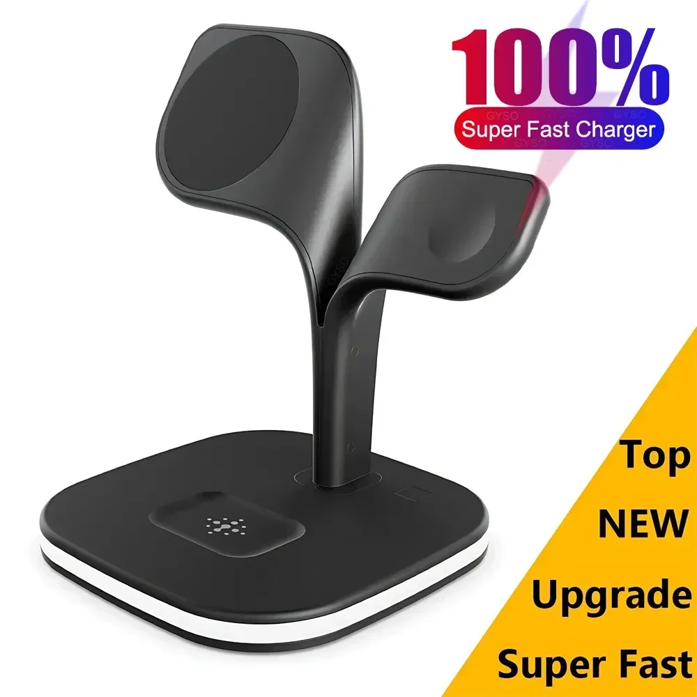 Magnetic 3 in 1 Wireless Charger For iPhone 13/14/15/ Pro Max/12 100% Fast Wireless Charging Station For Apple Watch/AirPods Pro