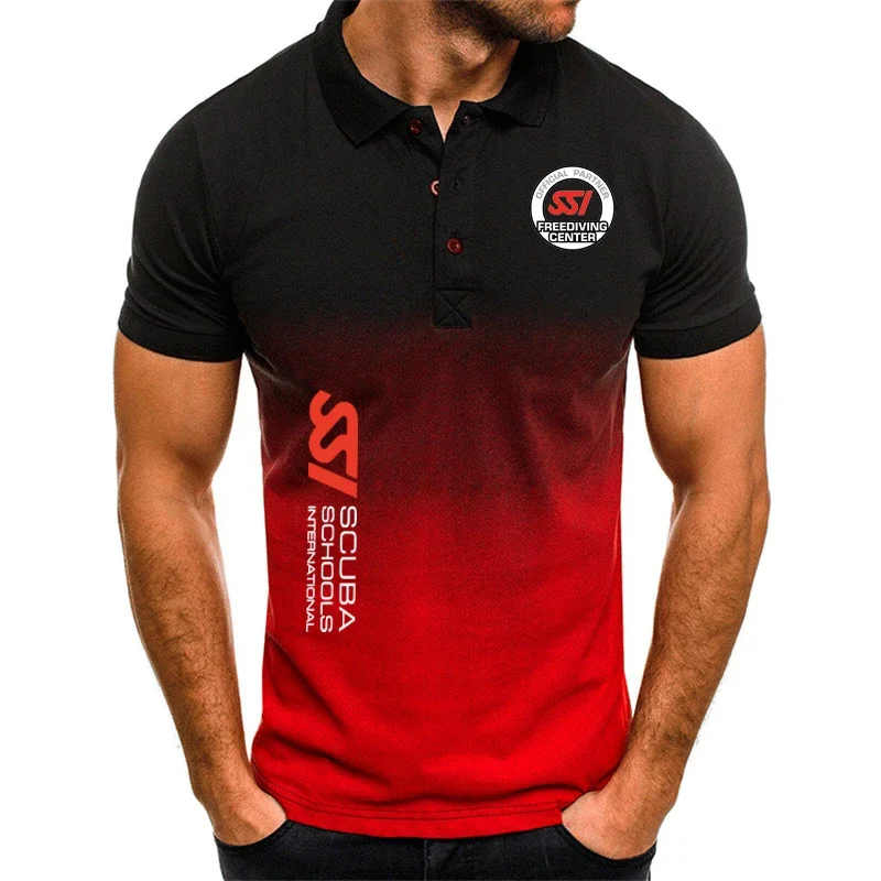 Mergulho com mergulho autônomo masculino algodão polo, rua Hip Hop, gradiente slim fit, camiseta personalizada, marca de verão, nova, SSI