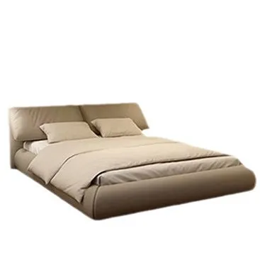 

Wabi-sabi wind technology tatami leather art bed modern simple Internet celebrity villa master bedroom double bed 2m x 2m 2 beds