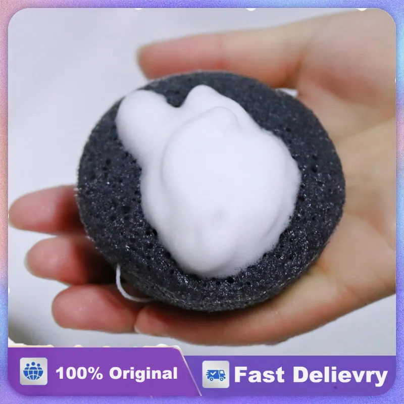 

Natural Konjac Face Gentle Exfoliating Deep Cleaning Pores Facial Sponge Charcoal Organic Facial Cleaning Sponge For Skin