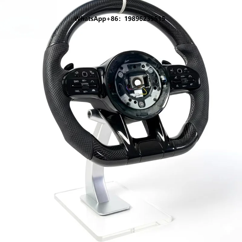 Upgraded Round LED Carbon Fiber Leather Sports Steering Wheel-Custom Design Old New Car Models
