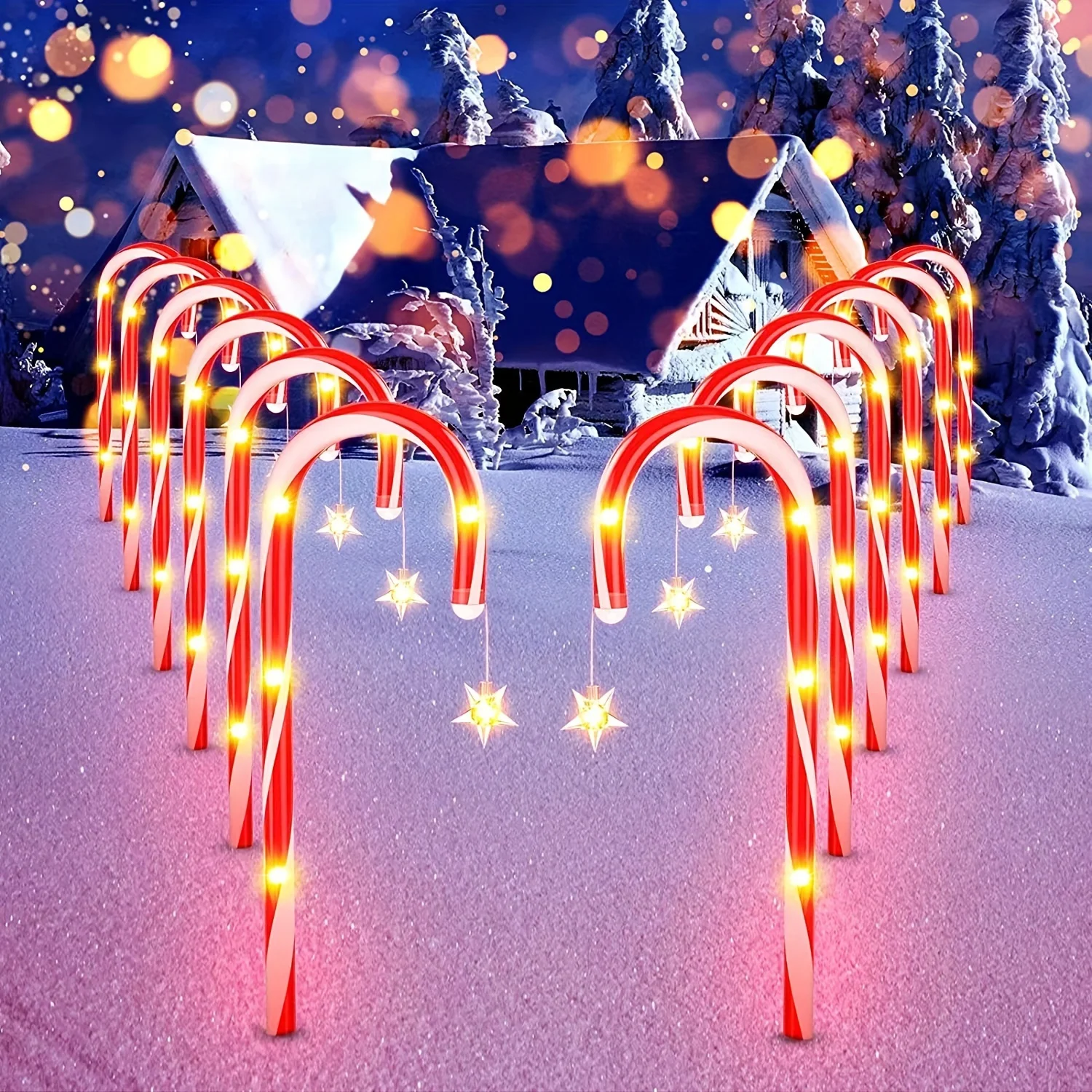 Christmas Solar Candy Cane Lights Waterproof Outdoor Decor Lamp for Garden Patio Terrace Wedding Yard Path Xmas Party Ornament