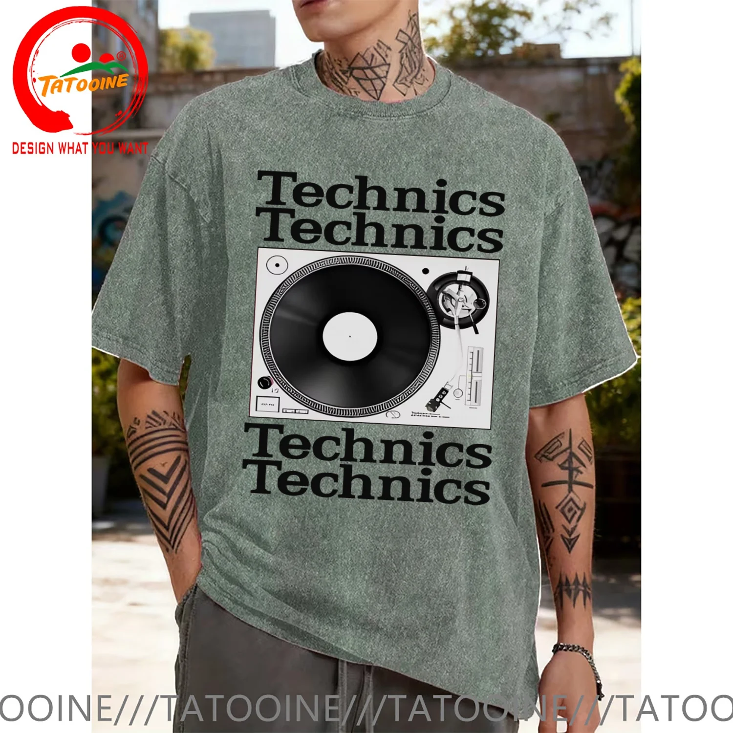 Funny Design Technics Record Player Music Aesthetic  Shirt Men Fashion Trendy Casual Clothing Stylish Tops Tee Shirt Leisure