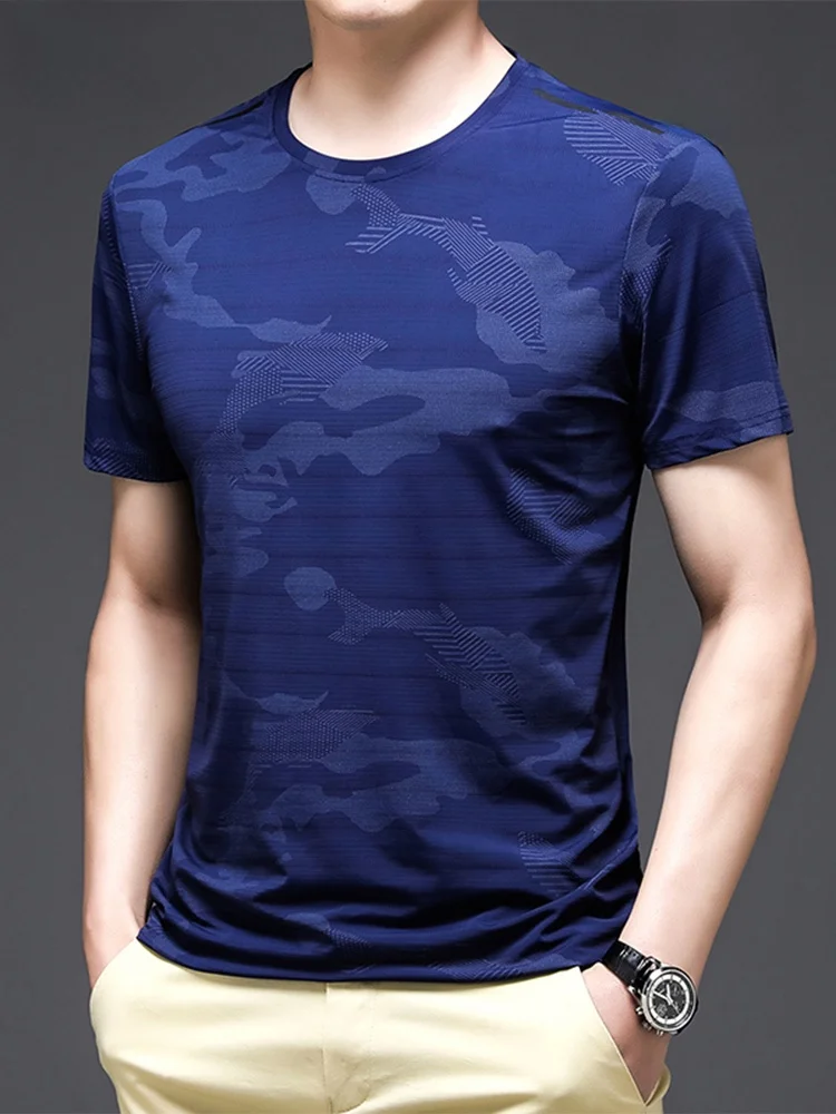 

Мужская спортивная футболка Spirit Qui Dry Ice Silk для активного отдыха, модная, городская, с V-образным вырезом, облегающая