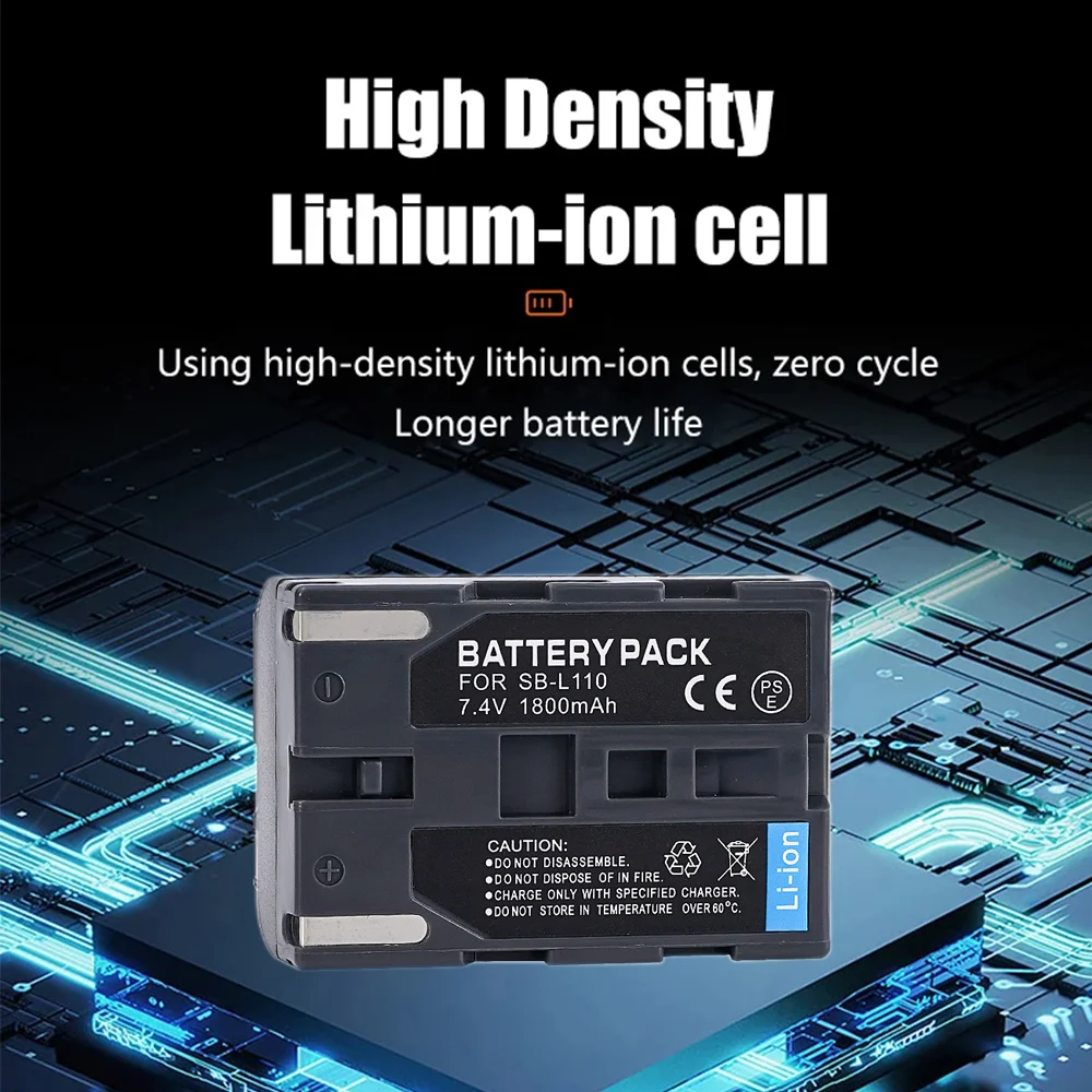 1800mAh شاحن بطارية ليثيوم أيون SB-L110 SBL110 SBL160 بطارية لسامسونج SCD VP-D85 SB-LS110 SB-LS220 SB-L70A SB-LS70AB كاميرا