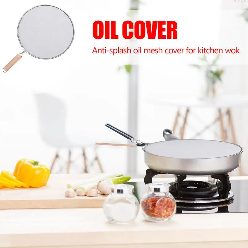 21cm/25cm/29cm/33cm Oil Splatter Screen Stainless Steel Splatter Screen Mesh Pot Cover Oil Frying Pan Lid With Handle Cook Tools