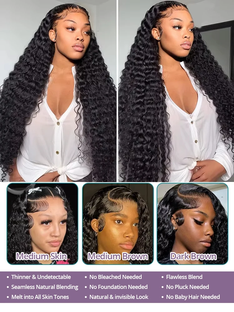 40 بوصة باروكة من شعر طبيعي موجة عميقة 13X6 Hd مجعد الدانتيل غلويليس الشعر البشري 100 أمامي 7X5 الدانتيل الباروكات شعر مستعار أسود طبيعي مجعد